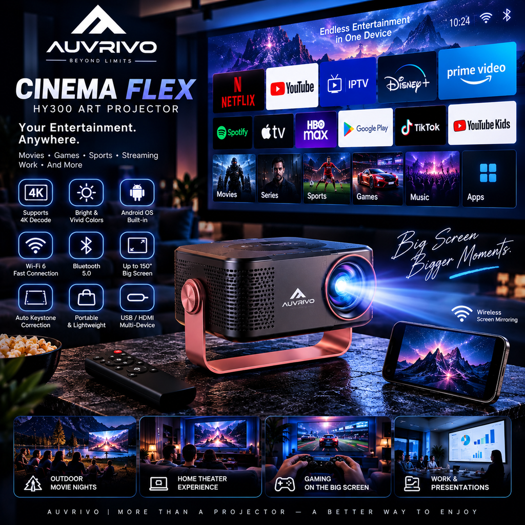AUVRIVO Cinema Flex – HY300 Art Wi-Fi Projector